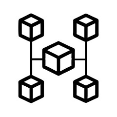 Blockchain network technology concept with cube connections for data transfer and security system