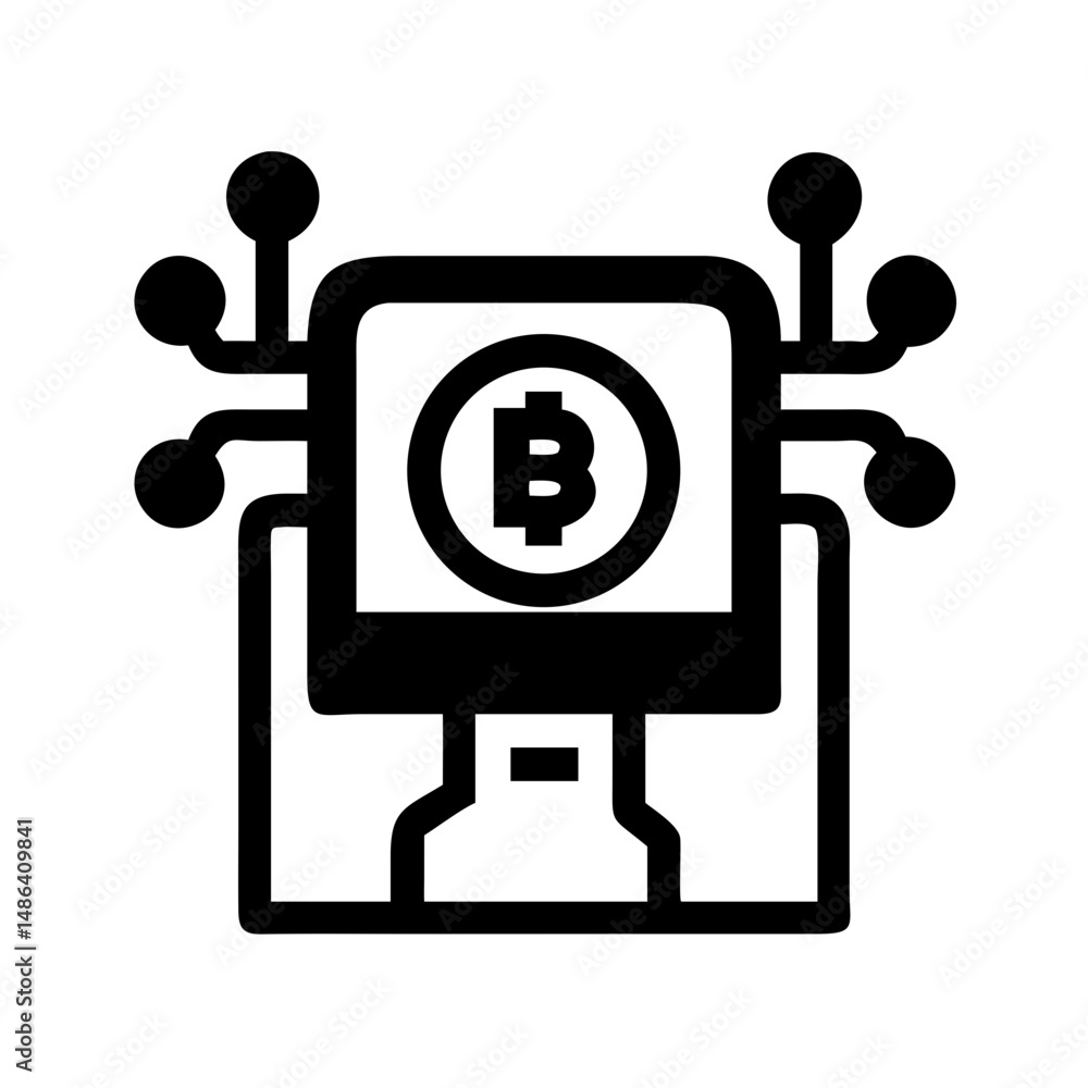 Poster bitcoin cryptocurrency blockchain technology digital currency decentralized system network node