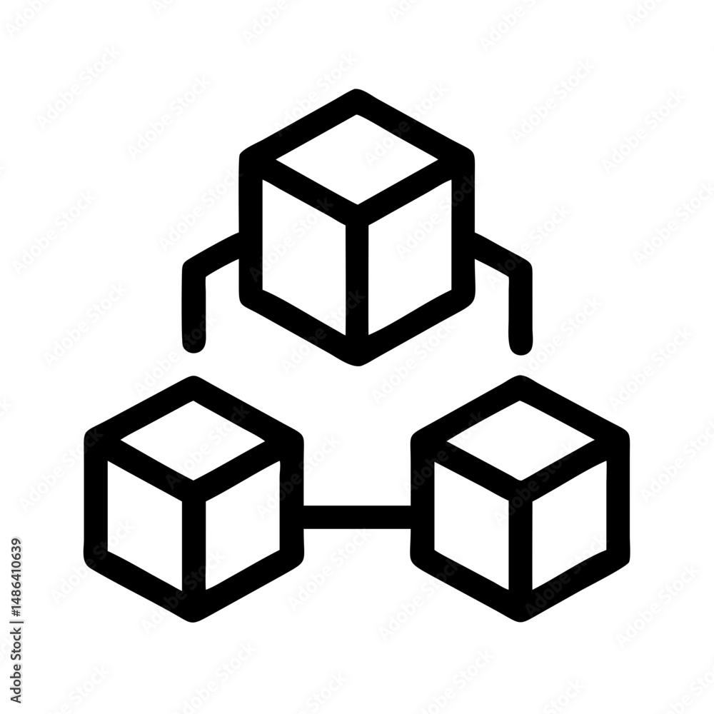 Poster blockchain technology network cube connection data structure block chain distributed ledger system