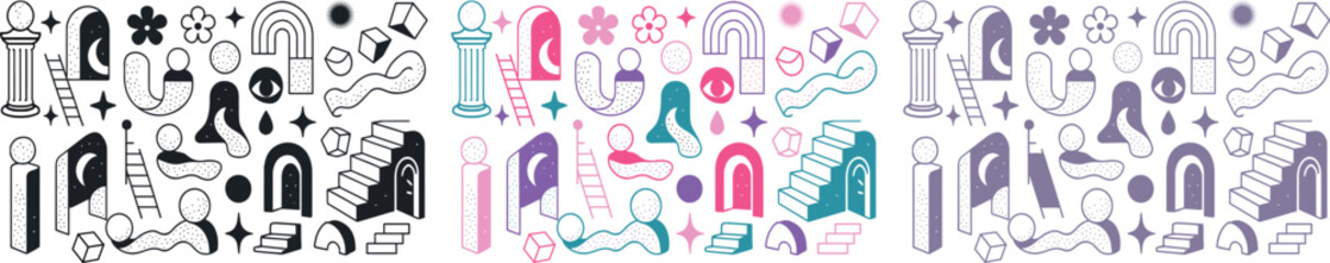 Surreal Modern Abstract Vector Pattern with Geometric and Minimal Elements © Magergini