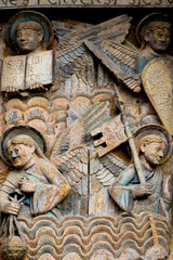 Tympanum of the Last Judgment (12th century). Angels in the Paradise.