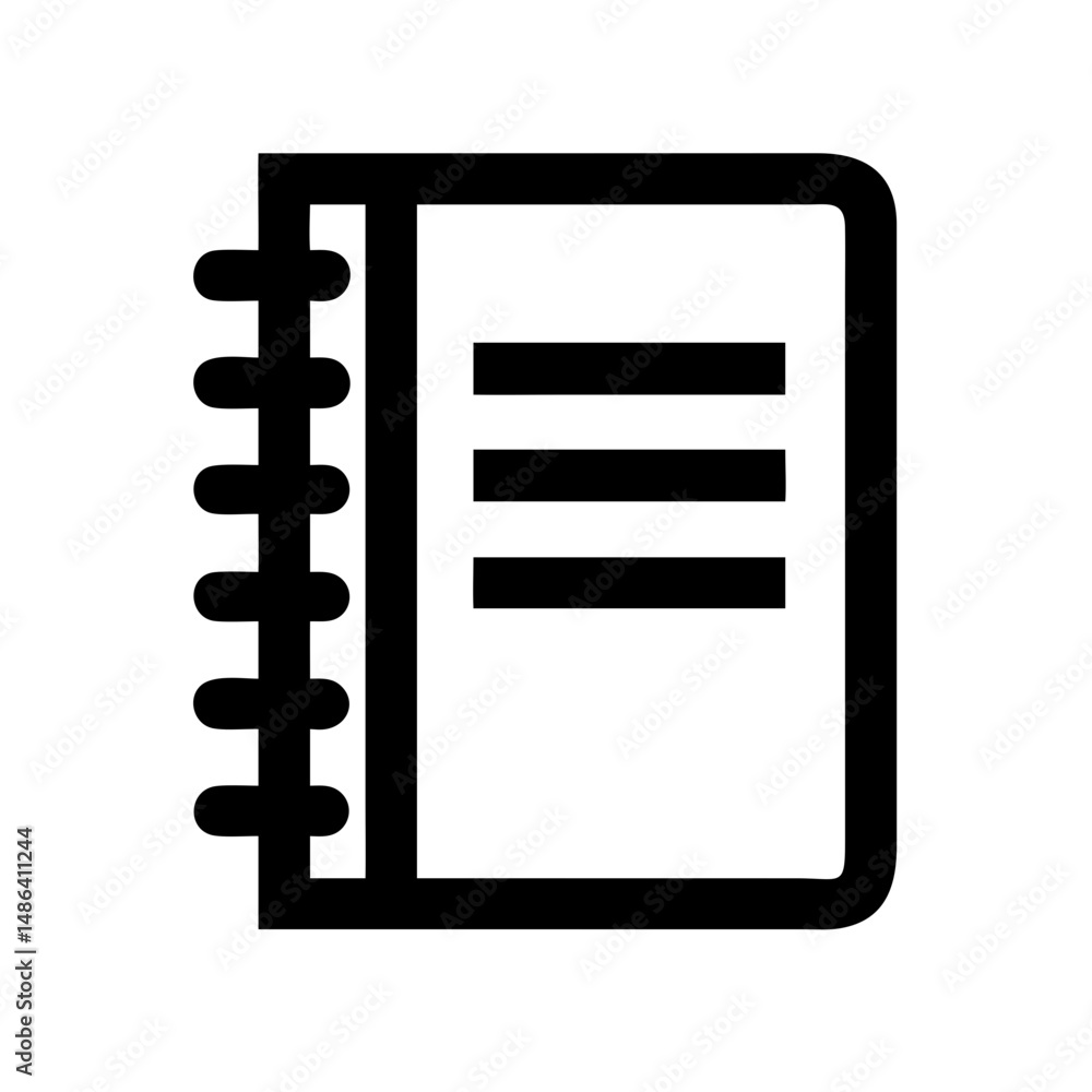 Poster notebook notepad notes memo list writing paper diary binder stationery office supplies document icon