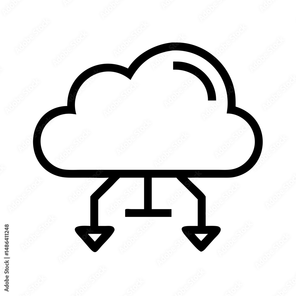 Poster cloud computing network server data storage connection system technology internet diagram line art