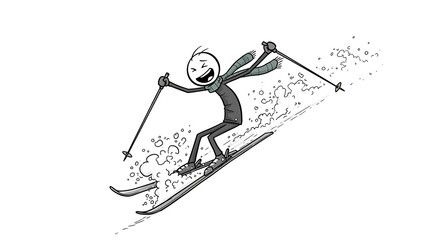Fototapeta premium Stick figure carving fresh powder slopes and living winter adventure dreams