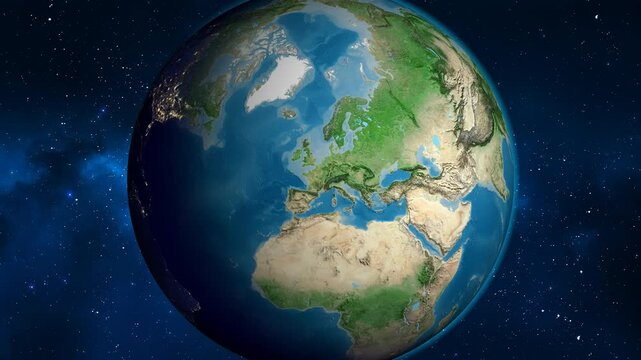 France on the globe. Outline. Satellite map. No labels