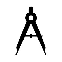 Depicting a black drawing compass tool for geometry and drafting compass illustration design tool