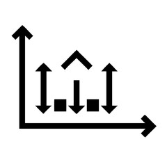 Illustration of graph chart diagram with arrows showing trends and data analysis and statistics report