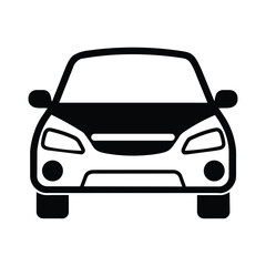 A simple car front line vector icon silhouette