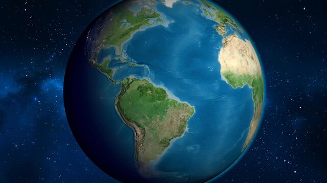 French Guiana on the globe. Outline. Satellite map. No labels