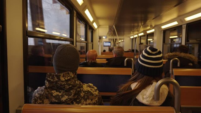 Slow Motion Shot Of Passengers In Gornergrat Train - Zermatt, Switzerland