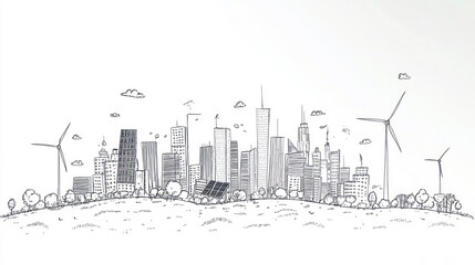 Fototapeta premium Sketch of Sustainable City Skyline