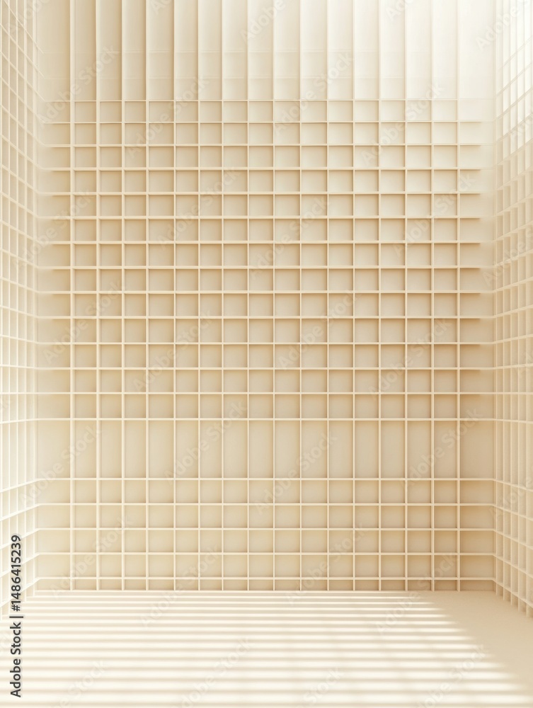 Poster soft geometric grid layout with a minimal beige background creating an ideal space for modern design