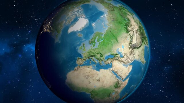 Germany on the globe. Outline. Satellite map. No labels