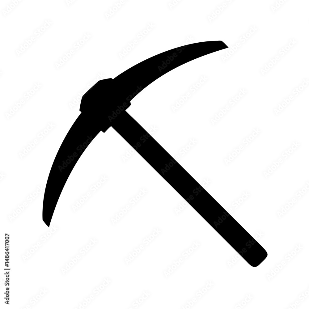 Poster isolated black pickaxe vector illustration for mining construction and tool design projects usage