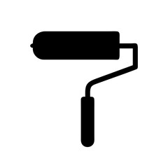 Paint roller vector icon for painting walls and home improvement projects diy design element tool