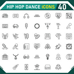 Hip Hop Dance icon collection, with editable stroke. Hip Hop Dance thin line icon set. Vector illustration.