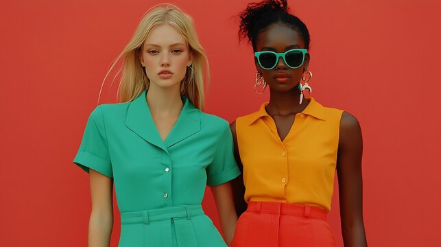 Retro aesthetics dominate editorial with retro looks styled in bold colors vintage cuts and playful accessories for nostalgic campaigns