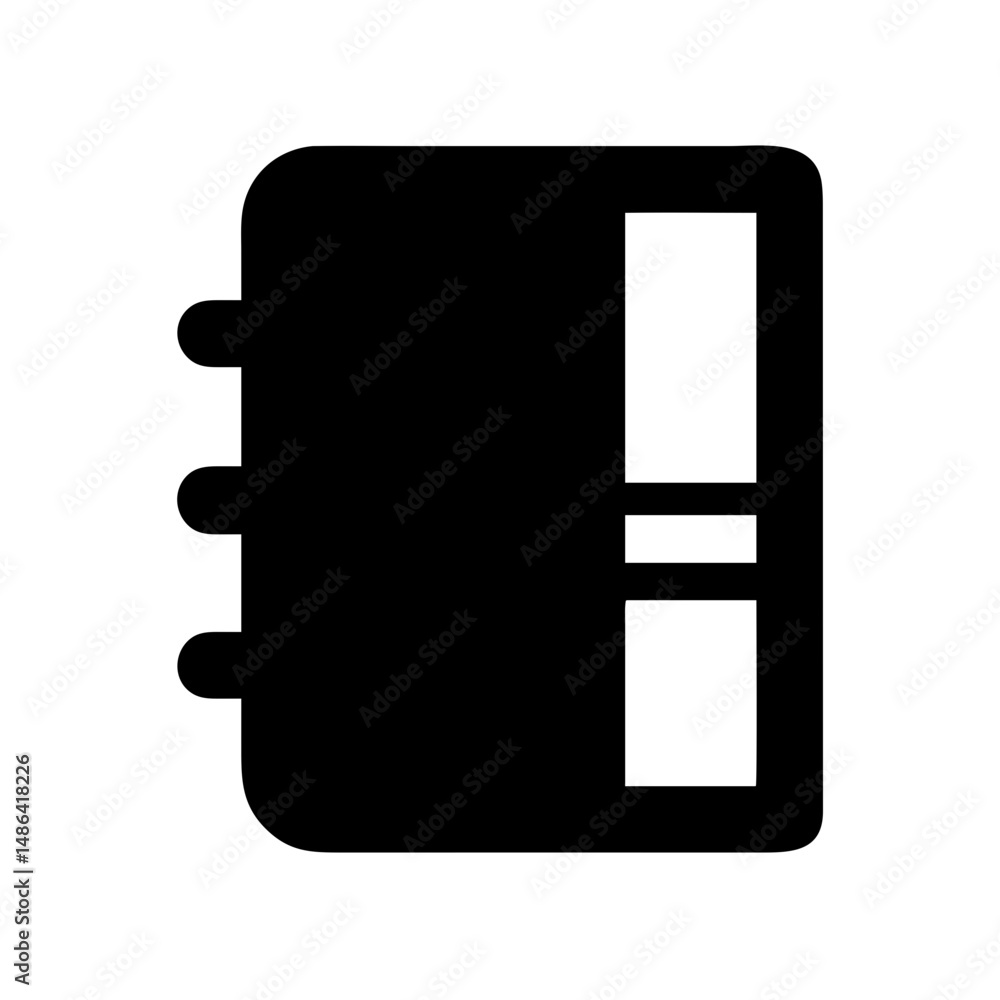 Poster black notebook icon vector illustration for notes reminders and organization resource design