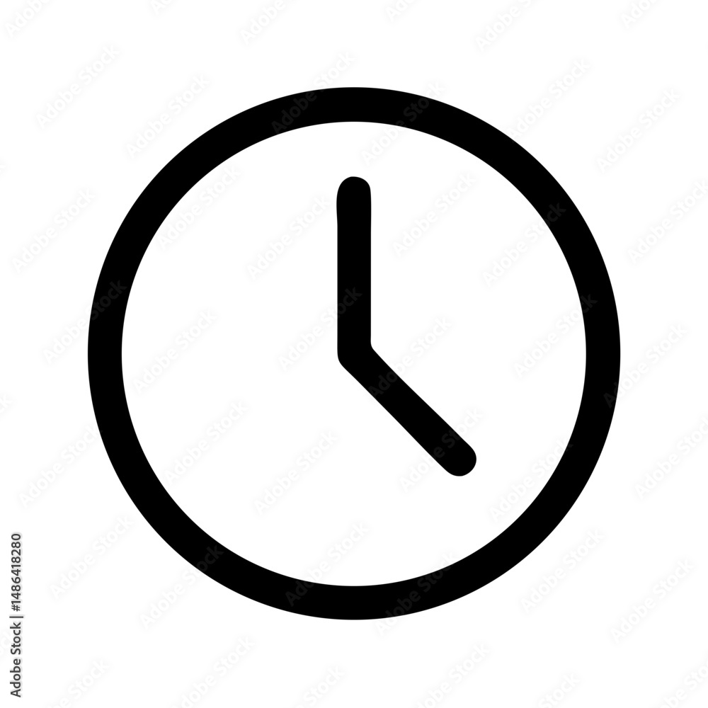 Poster clock time icon vector illustration showing hours and minutes for schedule and appointment reminder