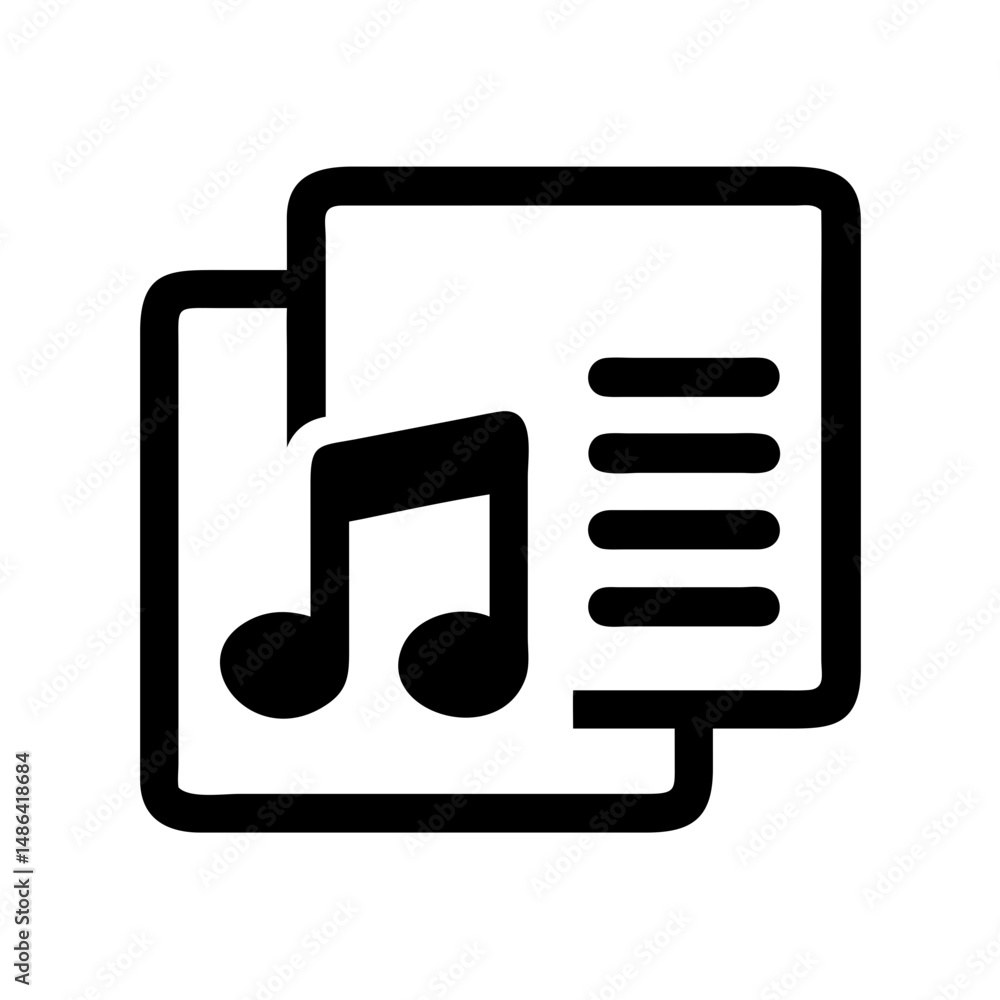 Poster music sheet icon vector graphic design for musical notes and song composition and creation use