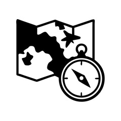 Find your way travel map compass icon for adventure navigation and destination planning journey