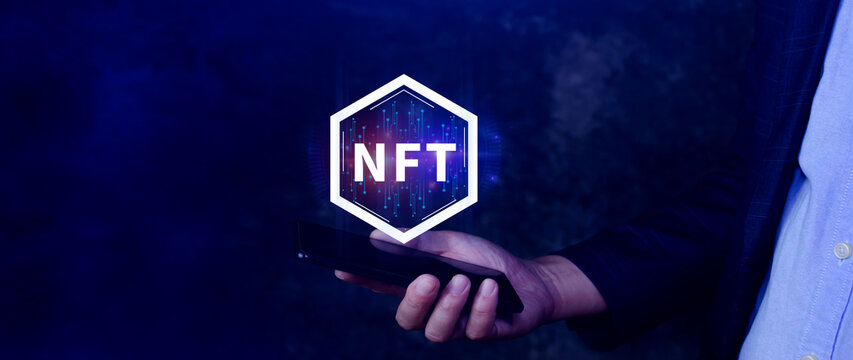 NFT non fungible token for crypto art blockchain technology concept. , investing or trading NFT on cryptocurrency, digital asset, art work and digital ledger