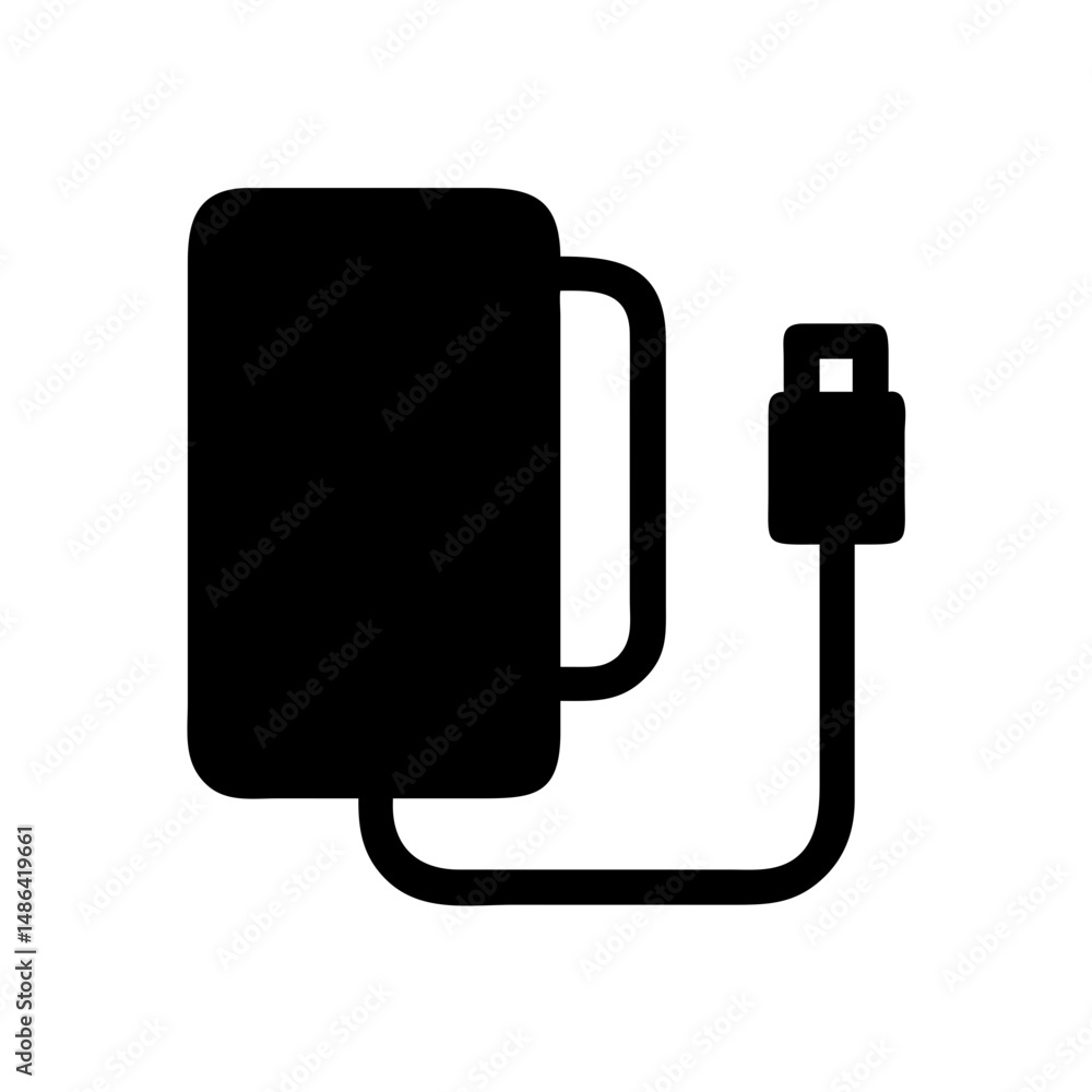 Poster External hard drive usb connection for data storage and backup vector icon illustration