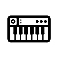 Keyboard synthesizer vector icon illustration for music production and sound design projects