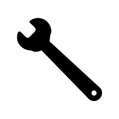 Isolated black wrench tool vector illustration for mechanical repair and construction work