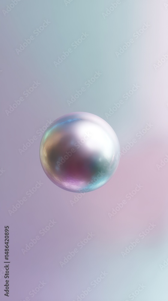 Poster iridescent pearl floating against soft pastel background creating a dreamy and serene atmosphere for