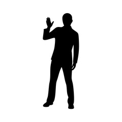 Silhouette of businessman waving hand vector illustration for business and design projects