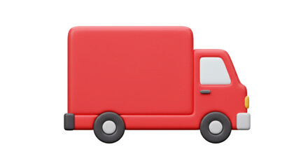 Cartoon Delivery Truck Speedy 3D Red Vehicle For Express Shipping Transport Services Business