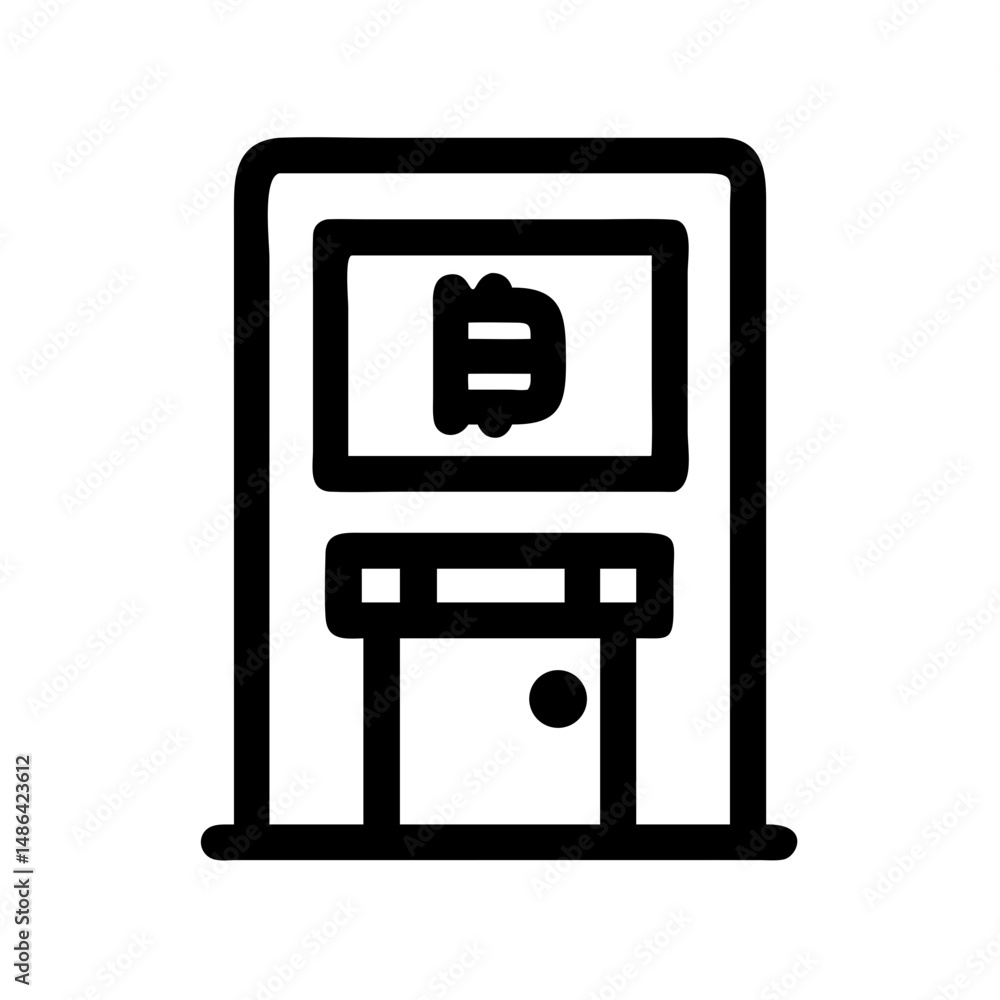 Poster bitcoin atm vector icon for cryptocurrency exchange and digital currency transactions design element