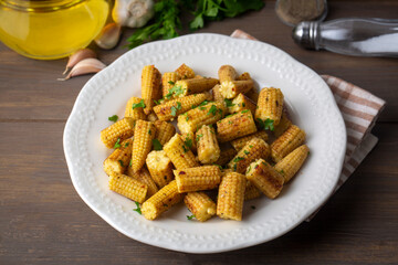 Baby corn pickle fried roast