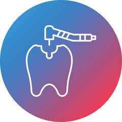 Tooth Drilling Line Gradient Circle Background Icon