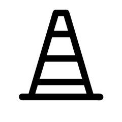 Vector graphic of a black traffic cone for road safety construction and hazard warning sign