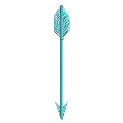 Contemporary Arrow with Crisp Lines in Bright Cyan Isolated on Transparent Background