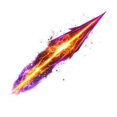 A Glowing Plasma Core Arrow with Gamma Ray Bursts Isolated on Transparent Background