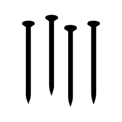 Four black metal nails vector illustration for carpentry construction and building projects use 90
