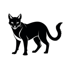 Sand Cat Prowling Silhouette Vector  