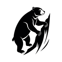 Sun Bear Climbing Silhouette Design  