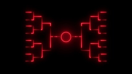 Futuristic red neon bracket design animation on dark background for sports or technology
