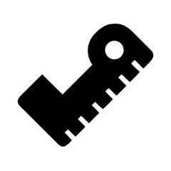 Illustration of a black tape measure tool for measurement and construction projects design element