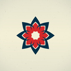 Red and Blue Symmetrical Mandala Design On a Textured Background