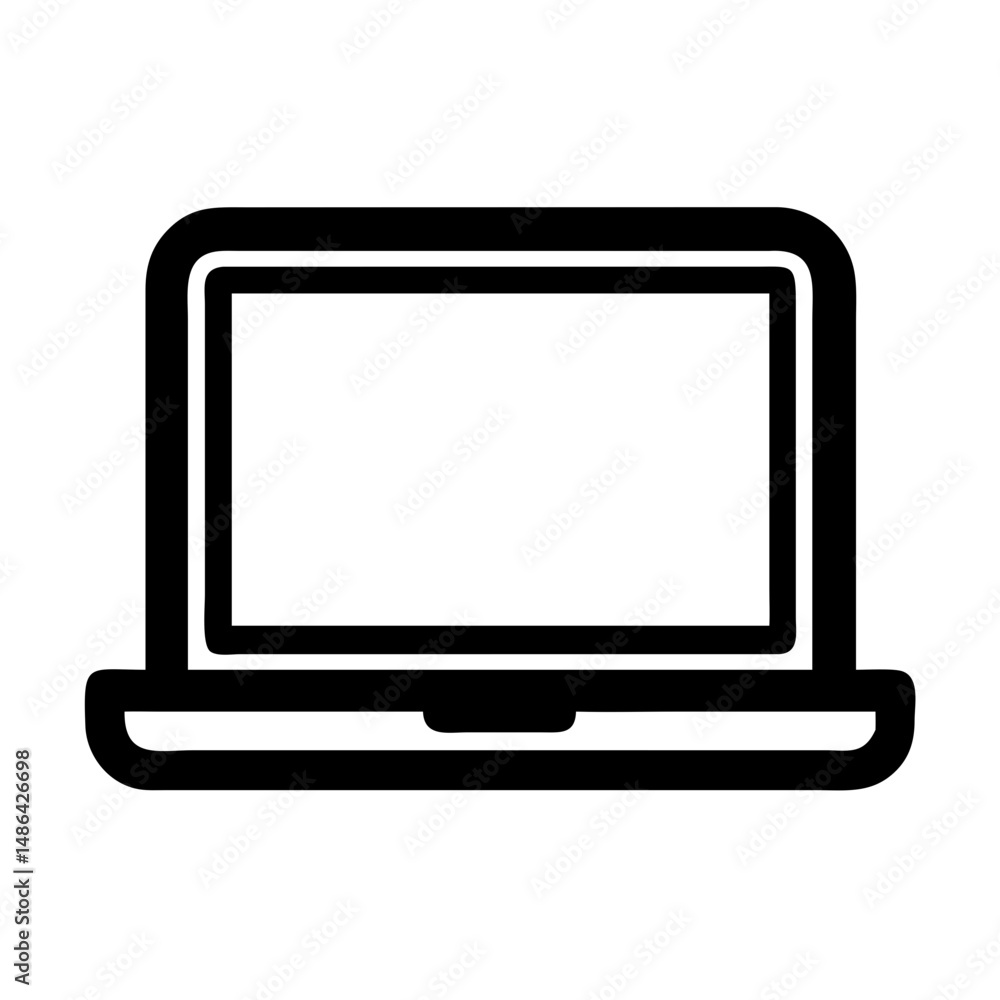 Poster laptop computer vector icon for technology and business use in graphic design and websites