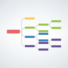 Colorful Organizational Flowchart Diagram with Interconnected Nodes on White Background