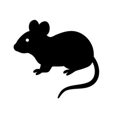 Isolated black silhouette of a mouse rodent vector illustration pest control design element icon art