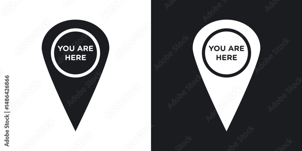 Poster you are here pointer icons. flat style design.