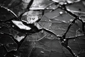Shattered Glass Fragments on Black Background Varient 3
