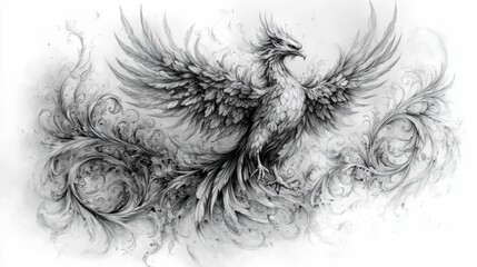 Majestic phoenix in intricate design